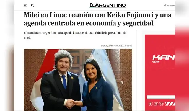 Así informó El Argentino sobre el encuentro entre Milei y Fujimori tras la investidura en Perú. Foto: El Argentino Así informó El Argentino sobre el encuentro entre Milei y Fujimori tras la investidura en Perú. Foto: El Argentino
