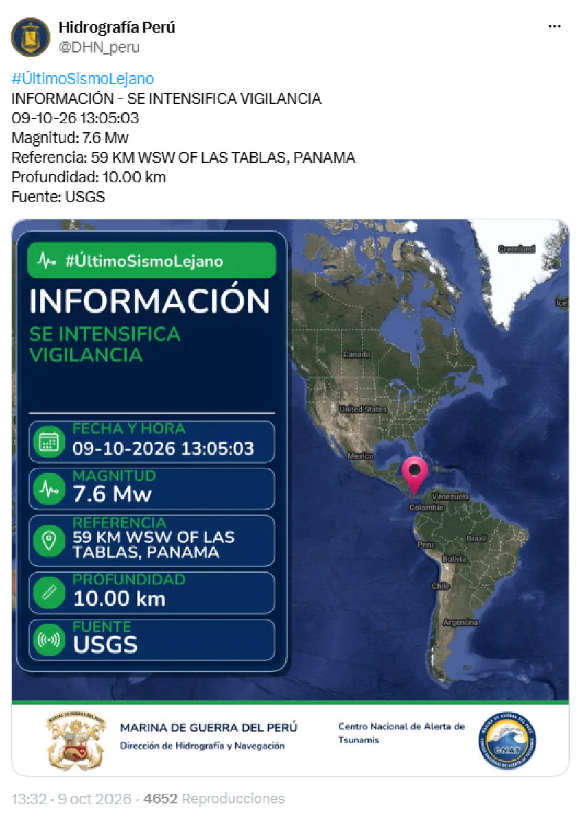 Alerta de tsunami en peru